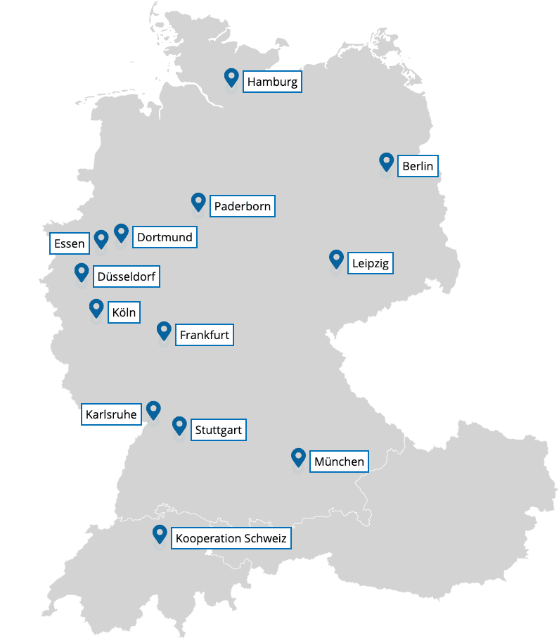 Landkarte Deutschland, Österreich, Schweiz