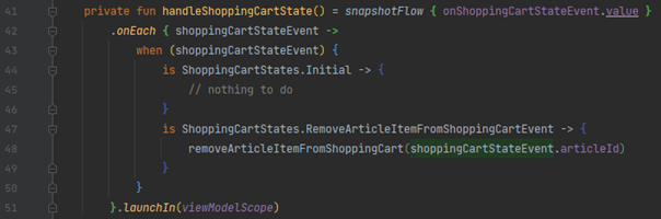 Shopping Cart State Event