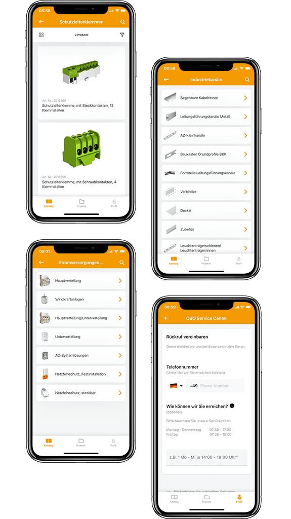 OBO Bettermann | myOBO App | Screens