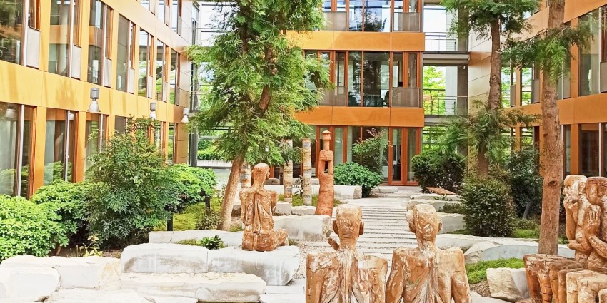 App Entwicklung Hannover | Ansicht des Innenhofs mit Bäumen und Pflanzen